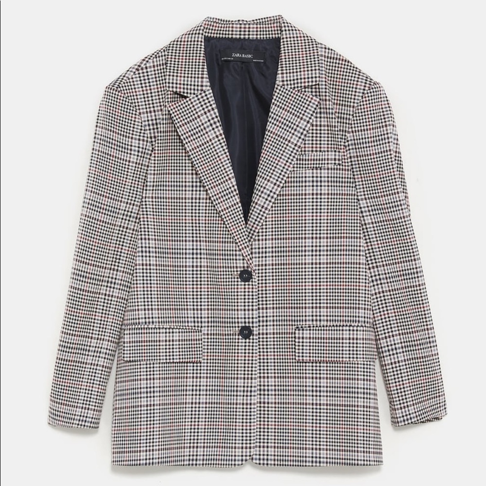Zara Plaid Checked Oversized Blazer